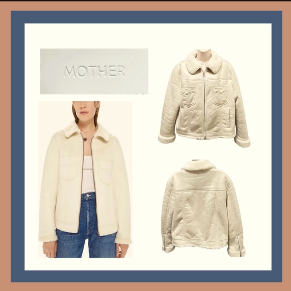 Mother Timber Cuffed Faux Suede/Sherpa Jacket in color:Somewhere Out There Sz L - Picture 1 of 14
